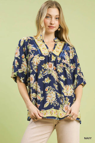 Umgee Apricot Floral Boho Blouse - Glamourous Grace