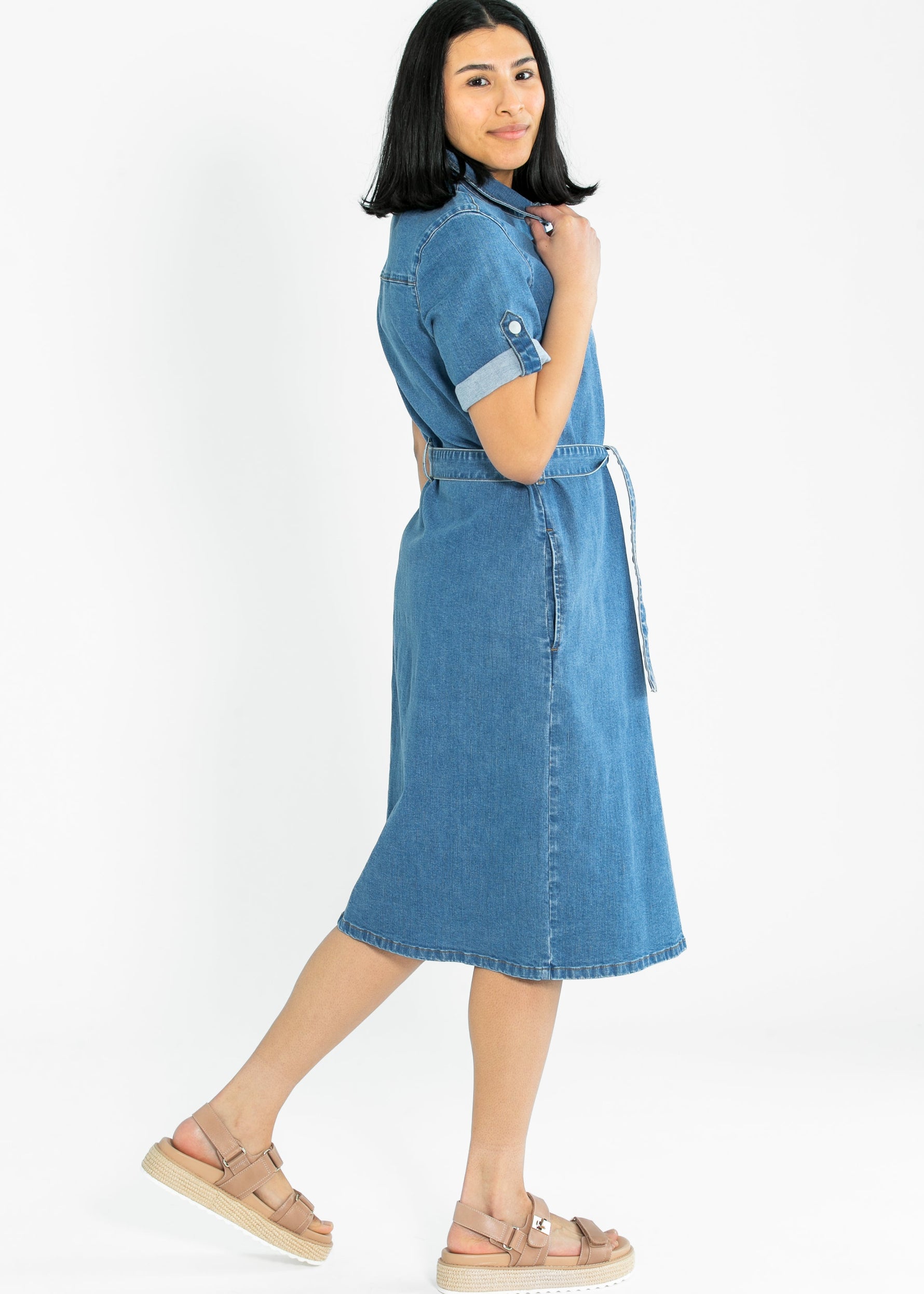 Ada Denim Midi Dress - By Baano