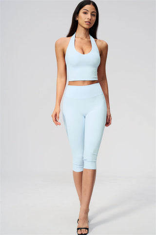 The Twirl Wide Strap Halter Crop Top