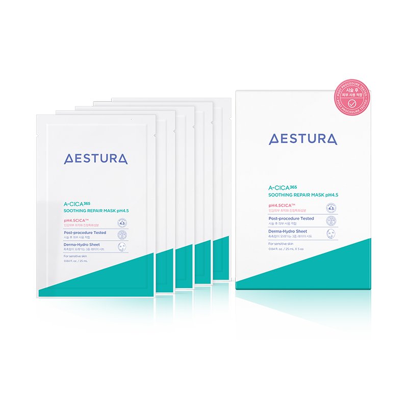 AESTURA A-CICA 365 Soothing Repair Mask pH4.5 25ml X 5ea - Glamourous Grace