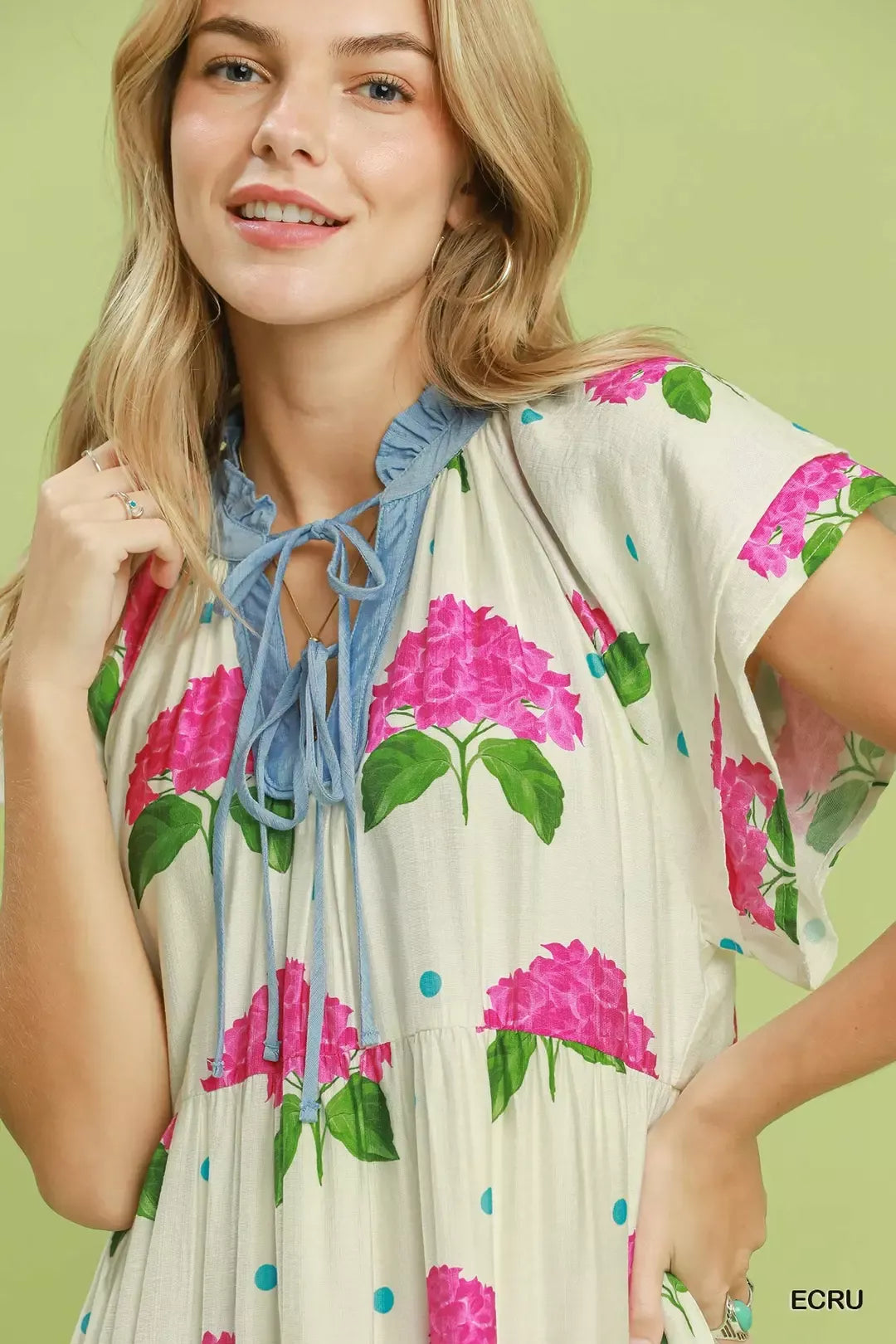 Umgee Hydrangea Print Tiered Midi Dress - Glamourous Grace