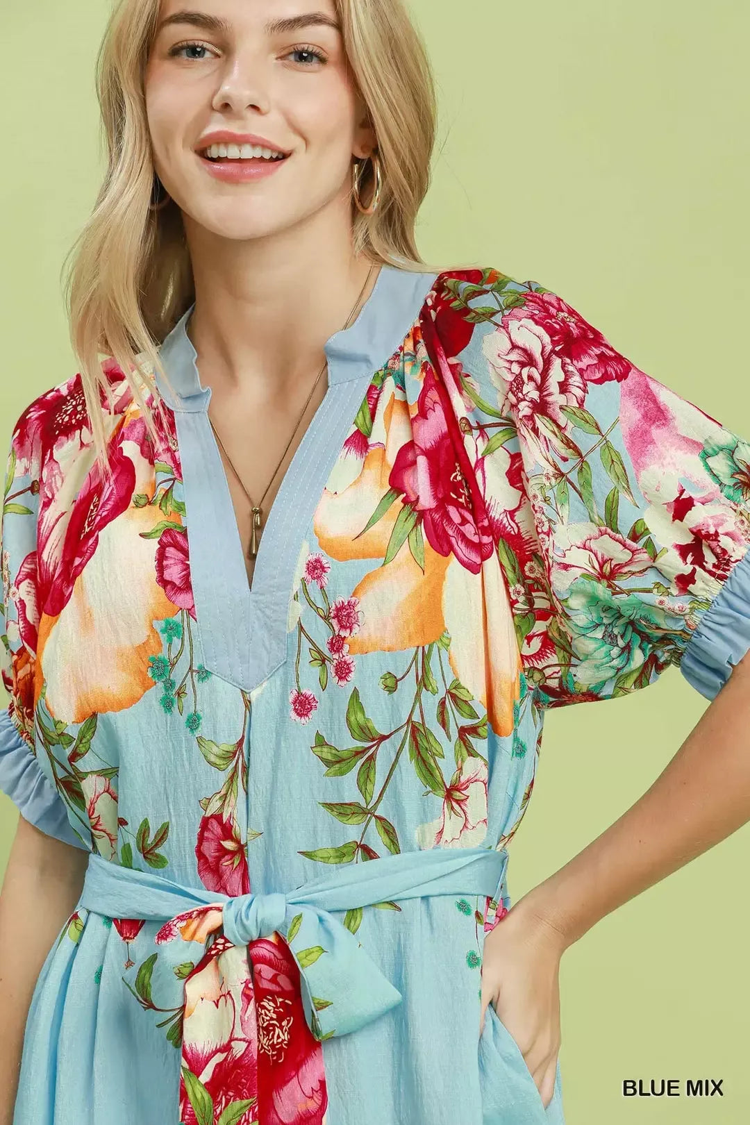 Umgee Mix Floral Border Print Midi Dress - Glamourous Grace