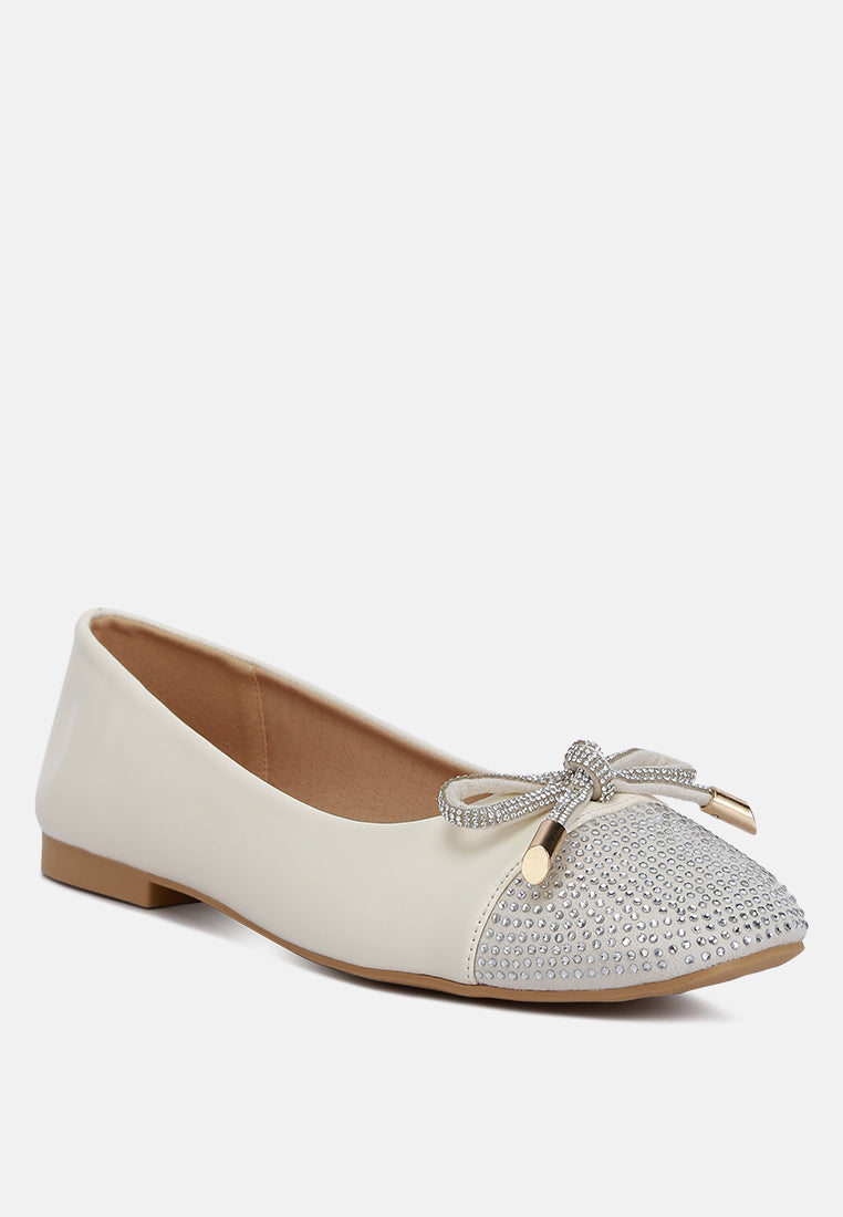 Aine Rhinestones Embellished Toe Cap Ballerinas - Glamourous Grace