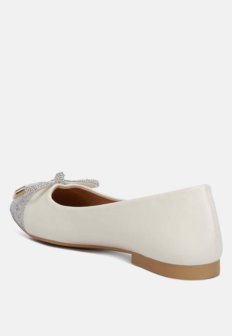 Aine Rhinestones Embellished Toe Cap Ballerinas - Glamourous Grace
