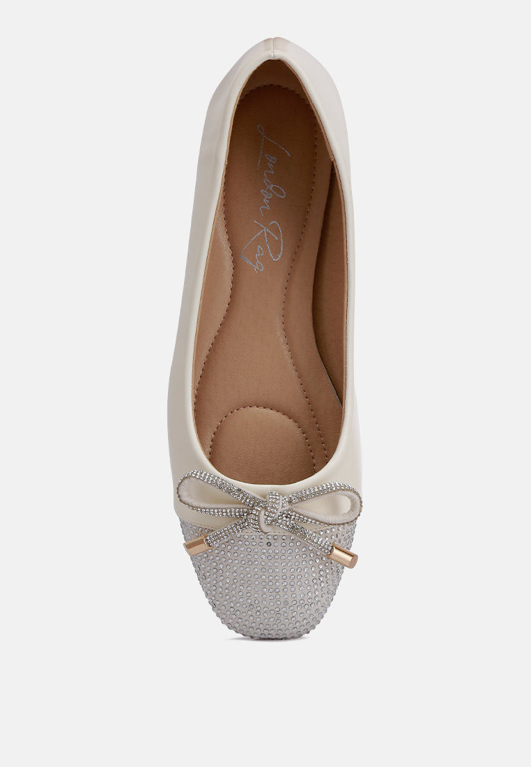 Aine Rhinestones Embellished Toe Cap Ballerinas - Glamourous Grace