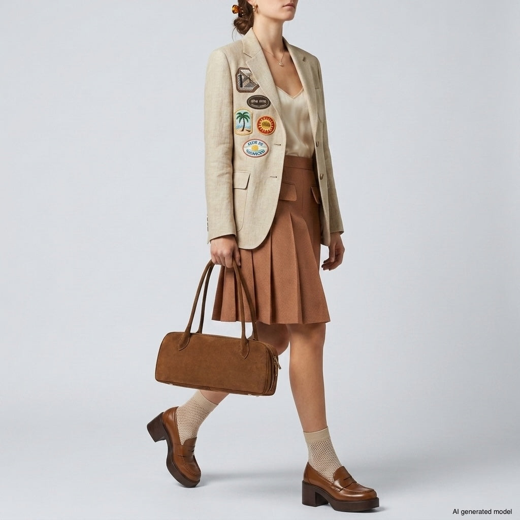 Italian Genuine Suede Shoulder Bag | Pavia - Glamourous Grace
