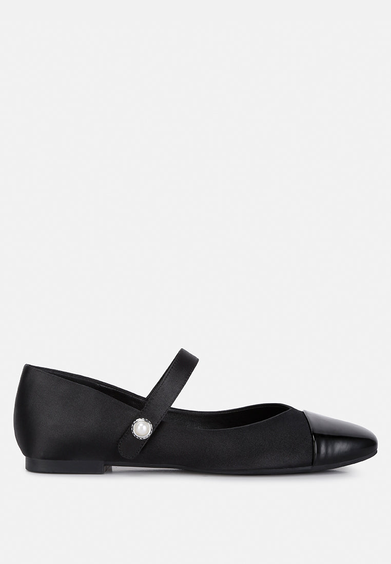 Albi Patent Toe Cap Satin Mary Jane - Glamourous Grace