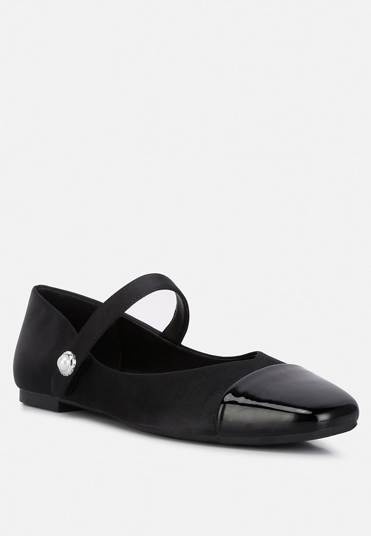 Albi Patent Toe Cap Satin Mary Jane - Glamourous Grace