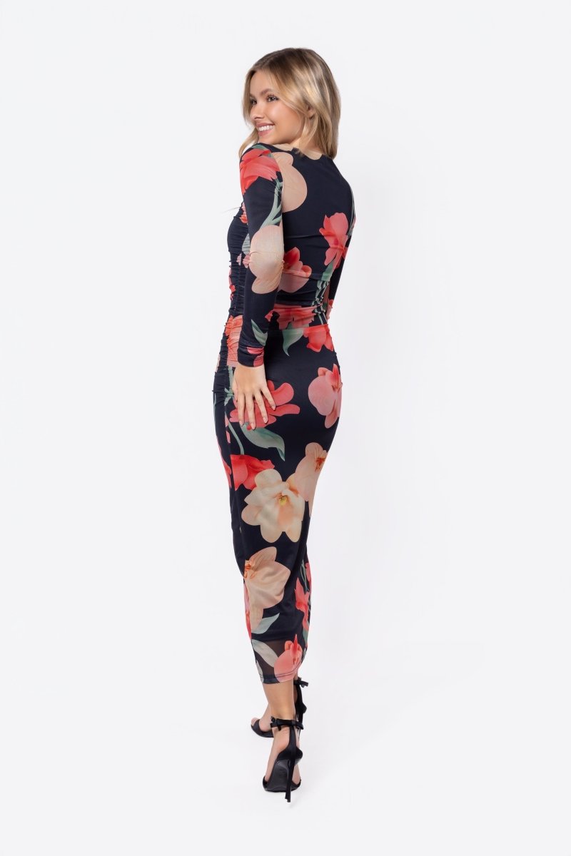 Alia Dress (Black Flower) - Glamourous Grace