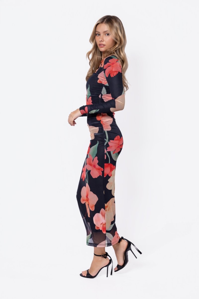Alia Dress (Black Flower) - Glamourous Grace