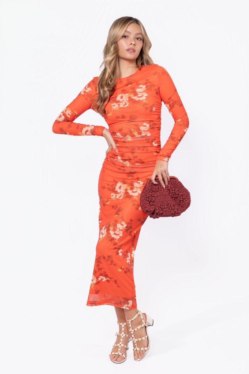 Alia Dress (Orange Flower) - Glamourous Grace