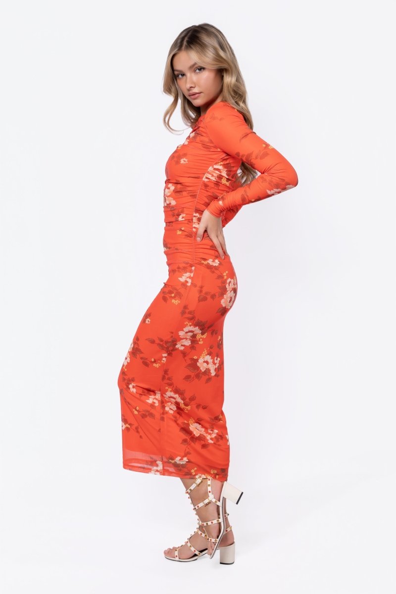 Alia Dress (Orange Flower) - Glamourous Grace