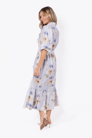 Alice Dress Short Sleeve (Beige/Purple)