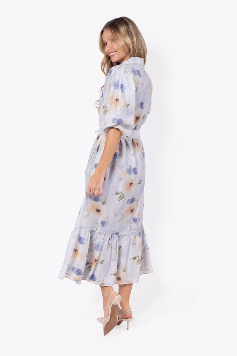 Alice Dress Short Sleeve (Beige/Purple) - Glamourous Grace