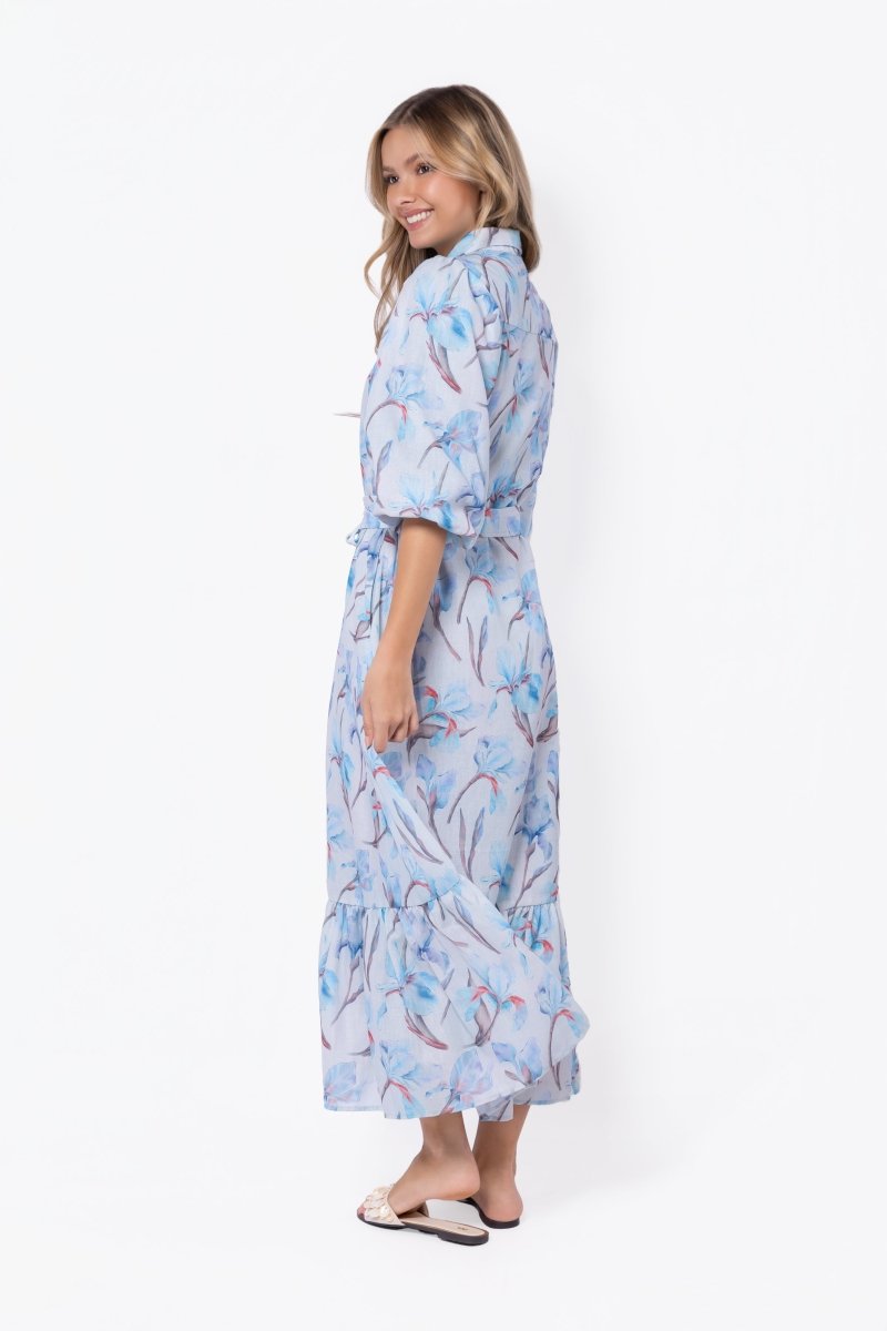 Alice Dress Short Sleeve (Blue Flower) - Glamourous Grace