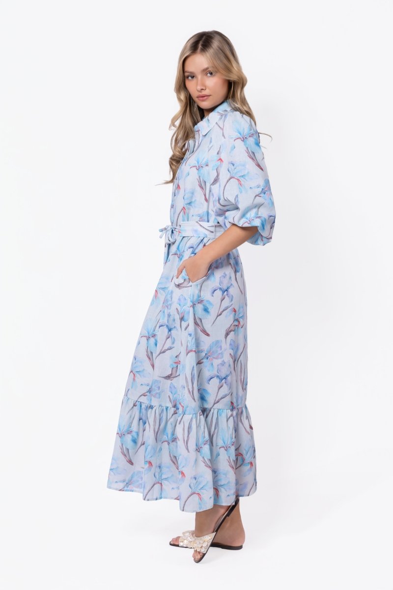 Alice Dress Short Sleeve (Blue Flower) - Glamourous Grace
