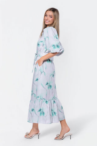 Alice Dress Short Sleeve (Green Flower)