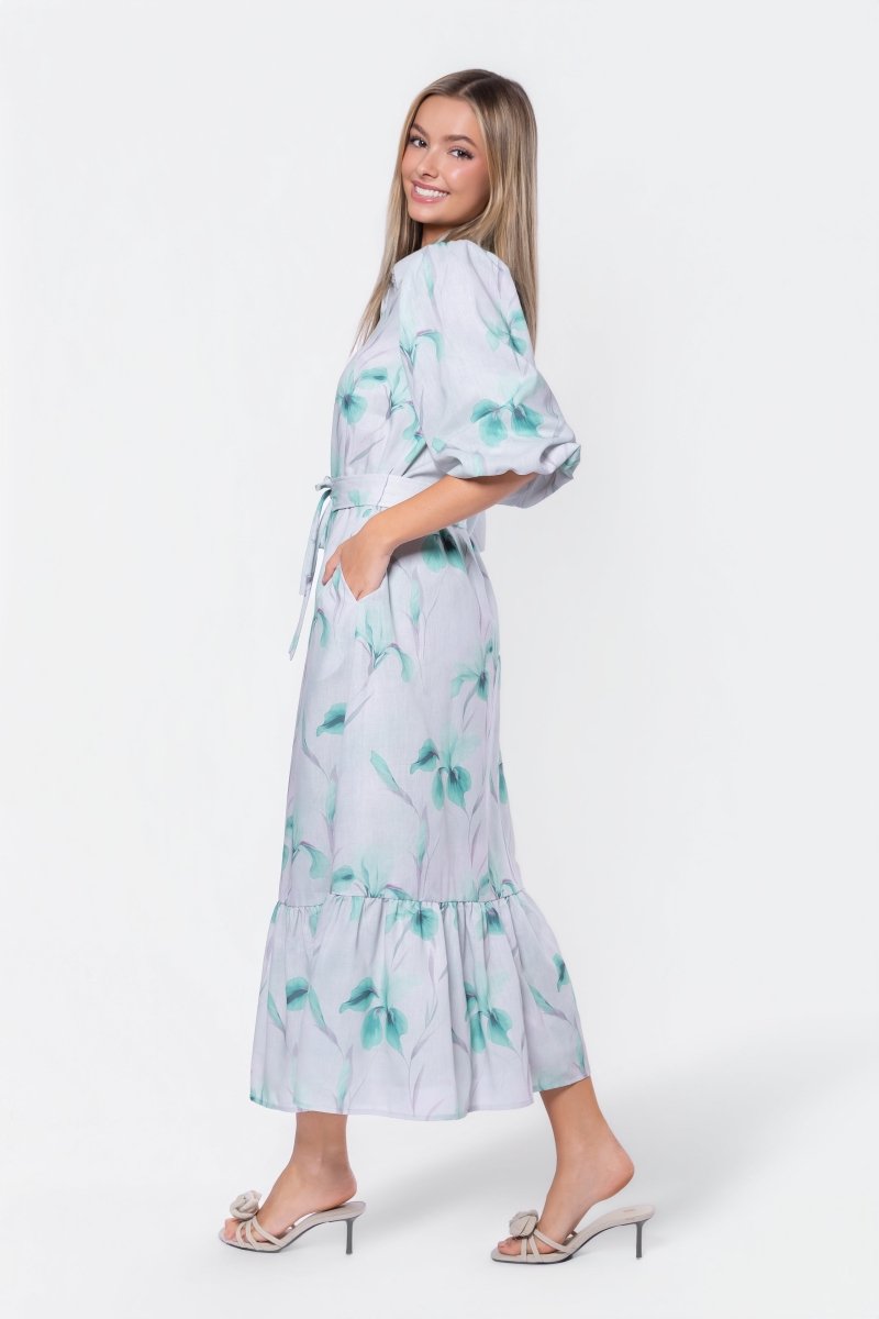 Alice Dress Short Sleeve (Green Flower) - Glamourous Grace