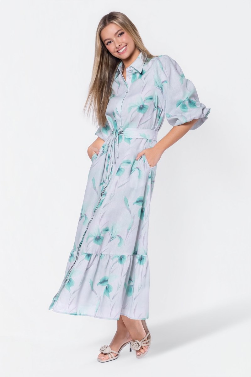 Alice Dress Short Sleeve (Green Flower) - Glamourous Grace