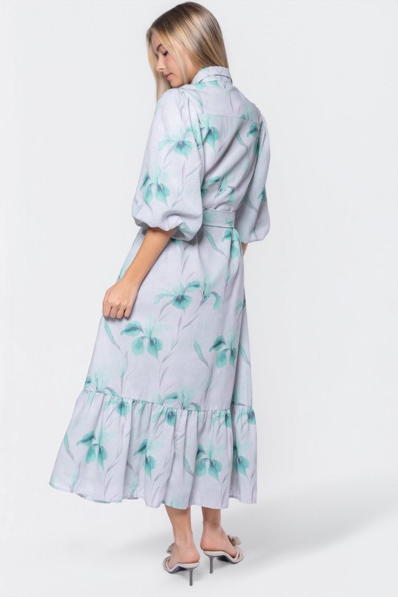 Alice Dress Short Sleeve (Green Flower) - Glamourous Grace