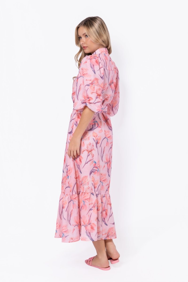Alice Dress Short Sleeve (Peach Flower) - Glamourous Grace