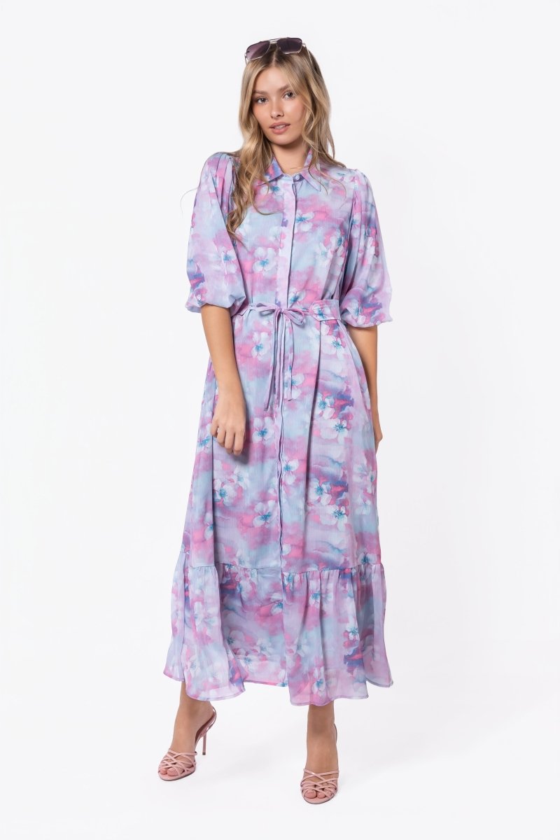 Alice Dress Short Sleeve (Raspberry/Blue) - Glamourous Grace