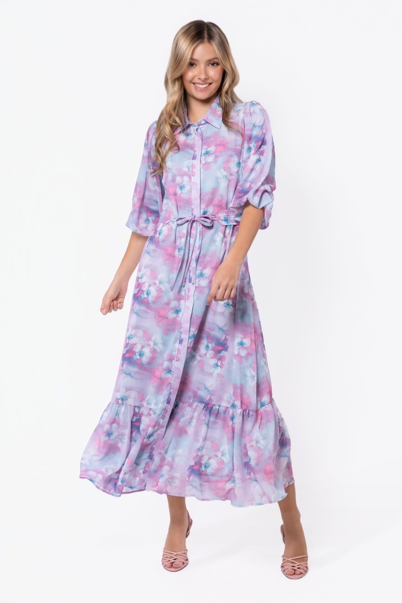 Alice Dress Short Sleeve (Raspberry/Blue) - Glamourous Grace