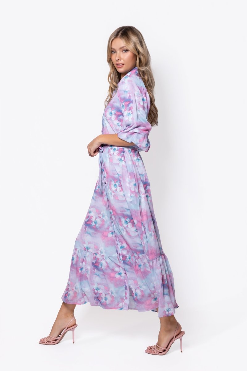 Alice Dress Short Sleeve (Raspberry/Blue) - Glamourous Grace