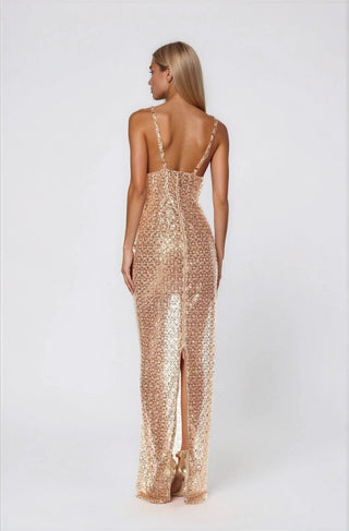 Allegra Sequin Maxi Dress - Gold - Glamourous Grace