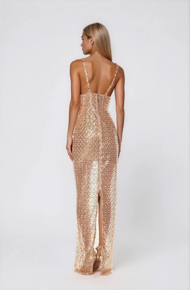 Allegra Sequin Maxi Dress - Gold (Final Sale) - Glamourous Grace