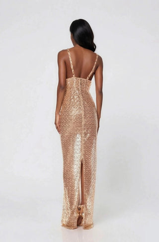 Allegra Sequin Maxi Dress - Gold (Final Sale) - Glamourous Grace