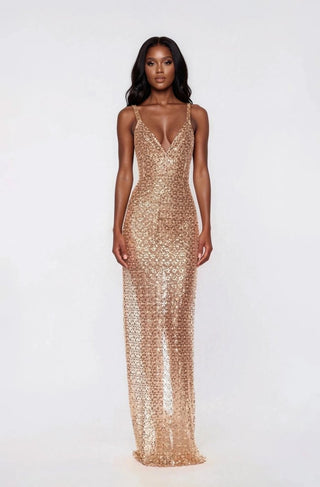 Allegra Sequin Maxi Dress - Gold (Final Sale) - Glamourous Grace
