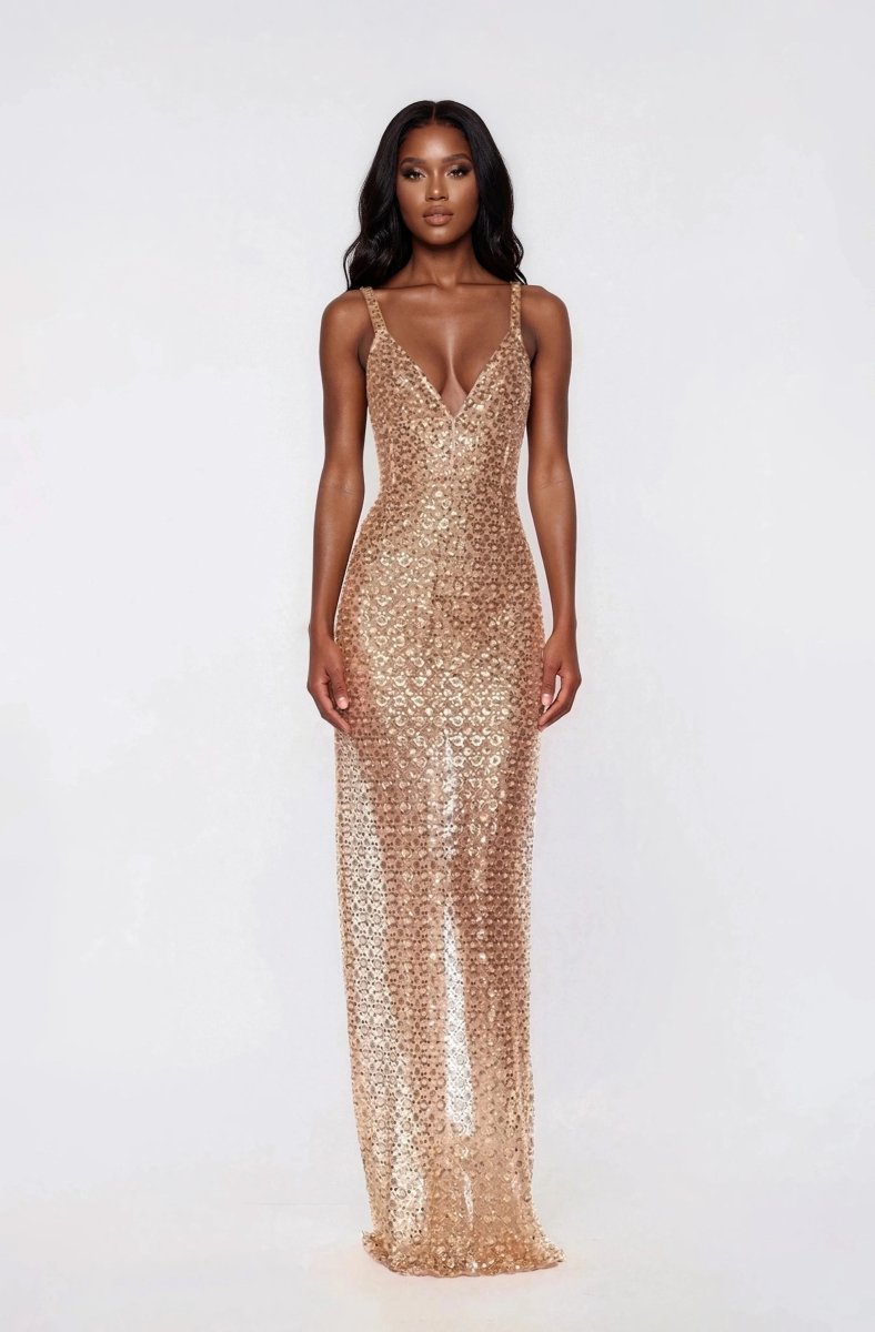 Allegra Sequin Maxi Dress - Gold (Final Sale) - Glamourous Grace