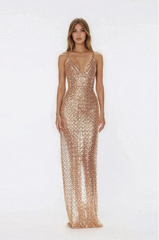 Allegra Sequin Maxi Dress - Gold (Final Sale) - Glamourous Grace