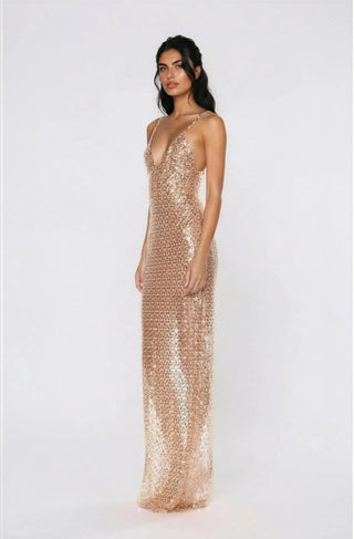 Allegra Sequin Maxi Dress - Gold (Final Sale) - Glamourous Grace