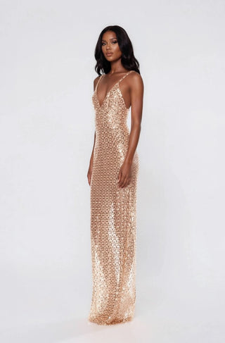 Allegra Sequin Maxi Dress - Gold (Final Sale) - Glamourous Grace