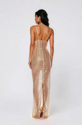 Allegra Sequin Maxi Dress - Gold (Final Sale) - Glamourous Grace