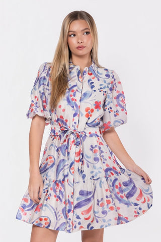 Allie Dress Short Sleeve 37" (Purple Red)
