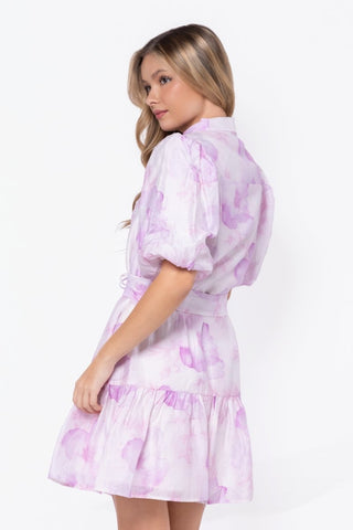 Allie Dress Short Sleeve 37" (White/Pink)