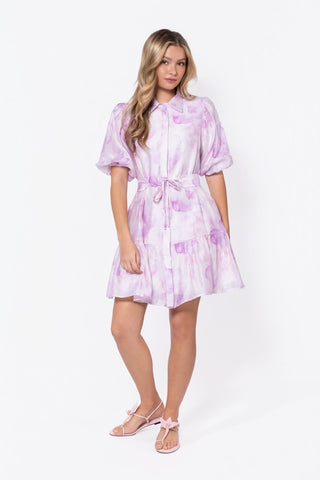 Allie Dress Short Sleeve 37" (White/Pink)