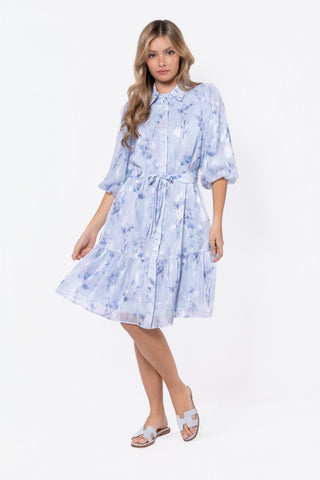 Allie Dress Short Sleeve 41" (Blue Flower)
