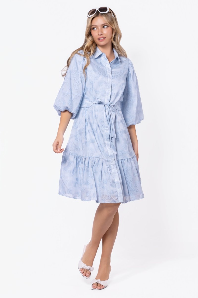 Allie Dress Short Sleeve 41" (Light Blue) - Glamourous Grace