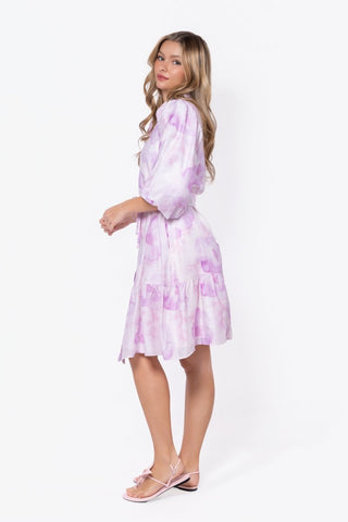 Allie Dress Short Sleeve 41" (White/Pink)