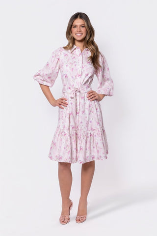 Allie Dress Short Sleeve 42" (Ivory/Purple)