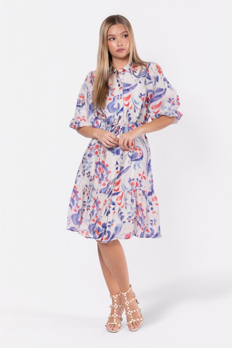 Allie Dress Short Sleeve 42" (Purple/Red)