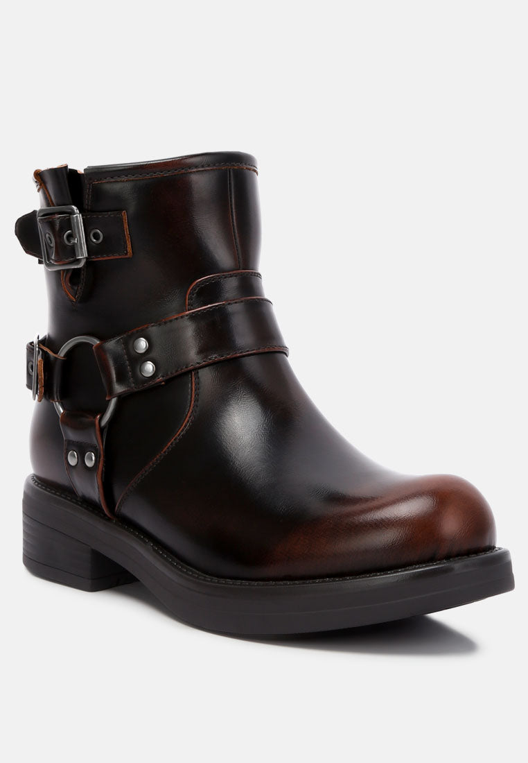 Allux Brushed Faux Leather Pin Buckle Boots - Glamourous Grace