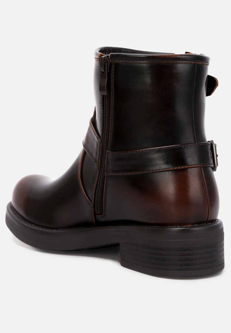 Allux Brushed Faux Leather Pin Buckle Boots - Glamourous Grace