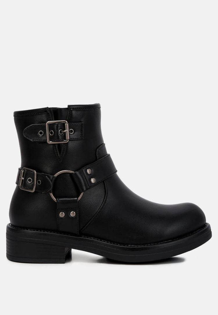 Allux Faux Leather Pin Buckle Boots - Glamourous Grace