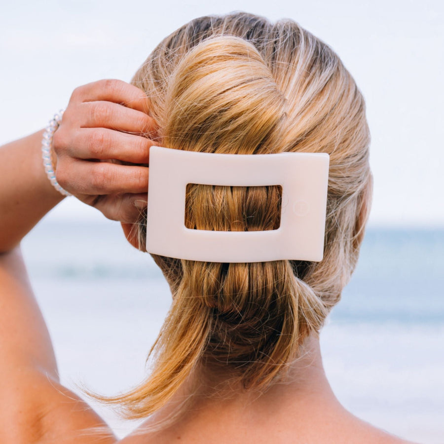Almond Beige Large Flat Rectangle Hair Clip - Glamourous Grace