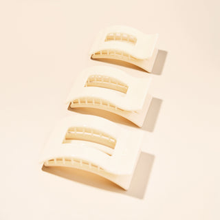 Almond Beige Large Flat Rectangle Hair Clip - Glamourous Grace